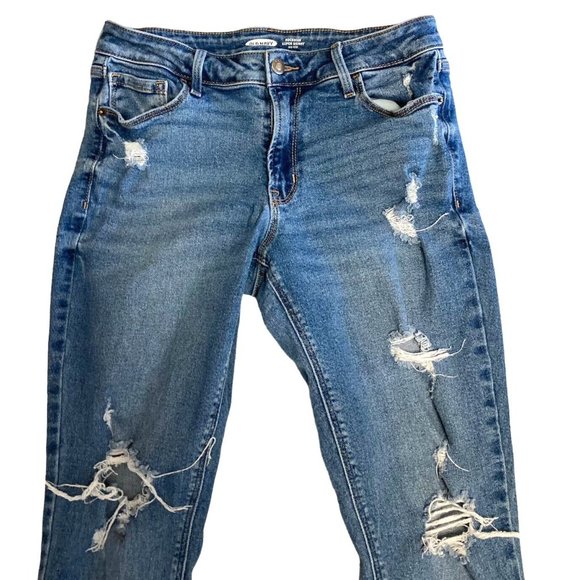 Old Navy Rockstar Super Skinny Blue Jeans Women's Size 6 Mid Rise Distressed - Picture 2 of 5
